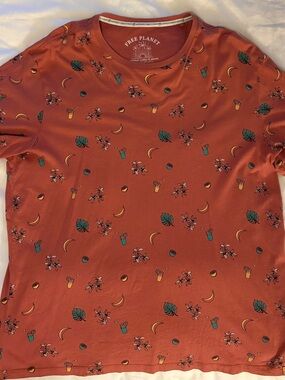Free Planet Rust Orange Tropical Print Men's Shirt